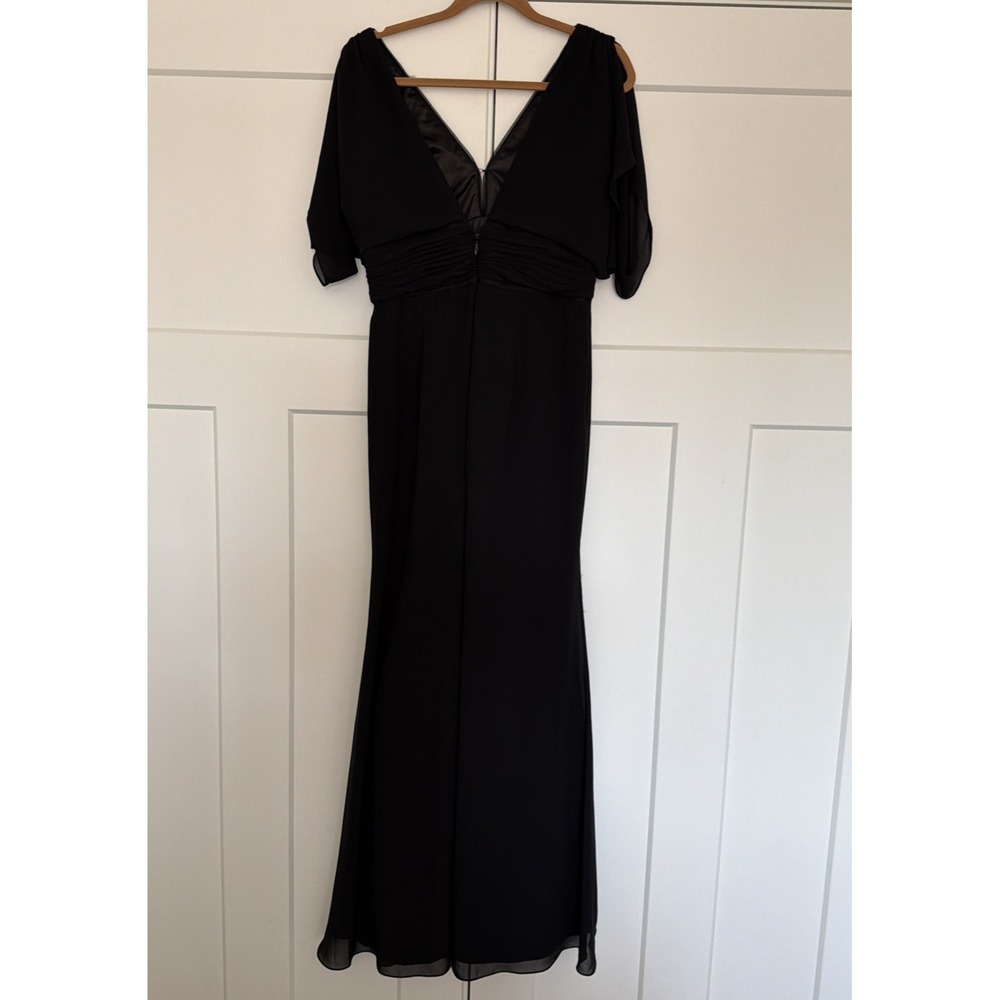 Bariano‎ Australia Black Corinne V-Neck Drape Sleeve Full Length Gown Size XL - Picture 10 of 16